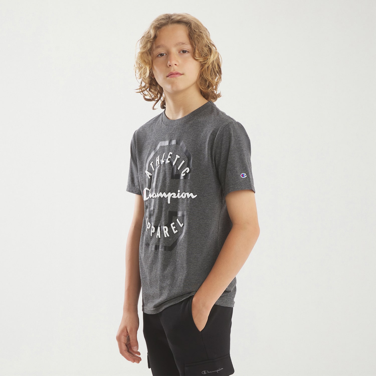 Champion Big Kid Boys Crew Neck Short Sleeve Classic Fit Graphic T-Shirt