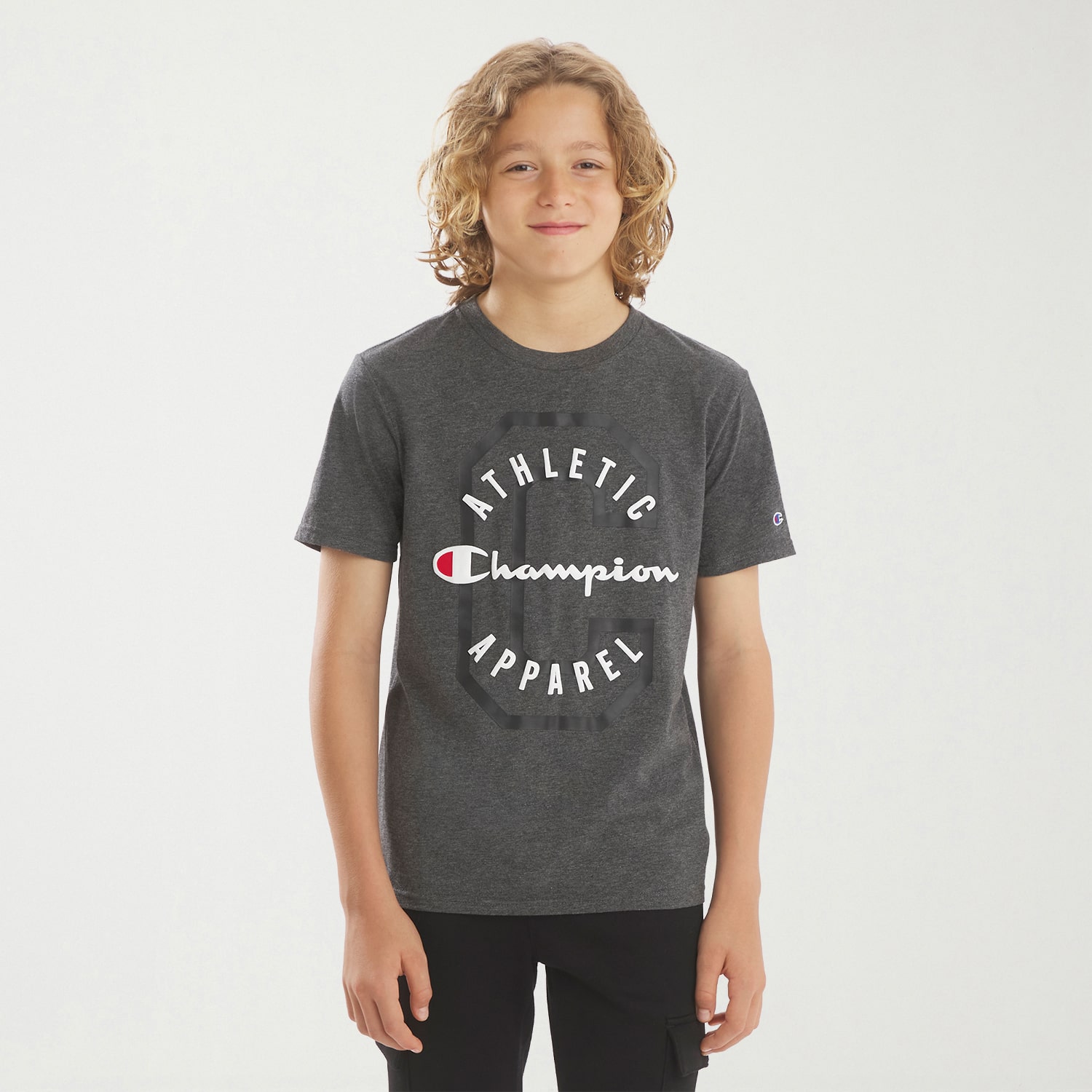 Champion Big Kid Boys Crew Neck Short Sleeve Classic Fit Graphic T-Shirt