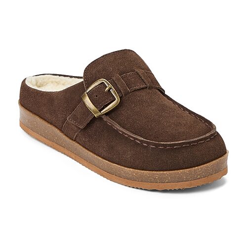Clarks Women's Genuine Suede Clog Memory Foam Slippers - Chocolate