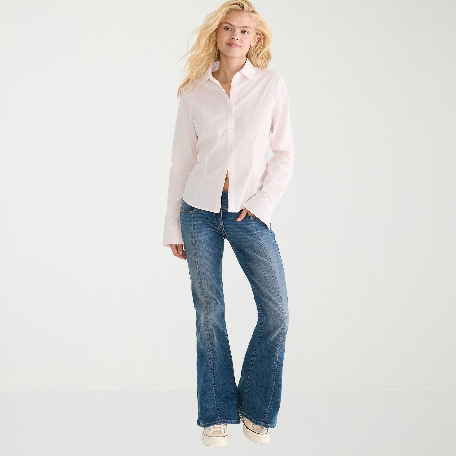 AEROPOSTALE Womens Juniors Long Sleeve Regular Fit Button-Down Shirt