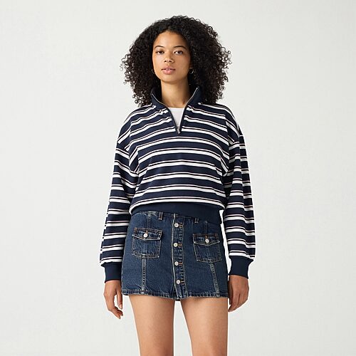 Levi 's Womens Mock Neck Long Sleeve Quarter-zip Pullover In Blue