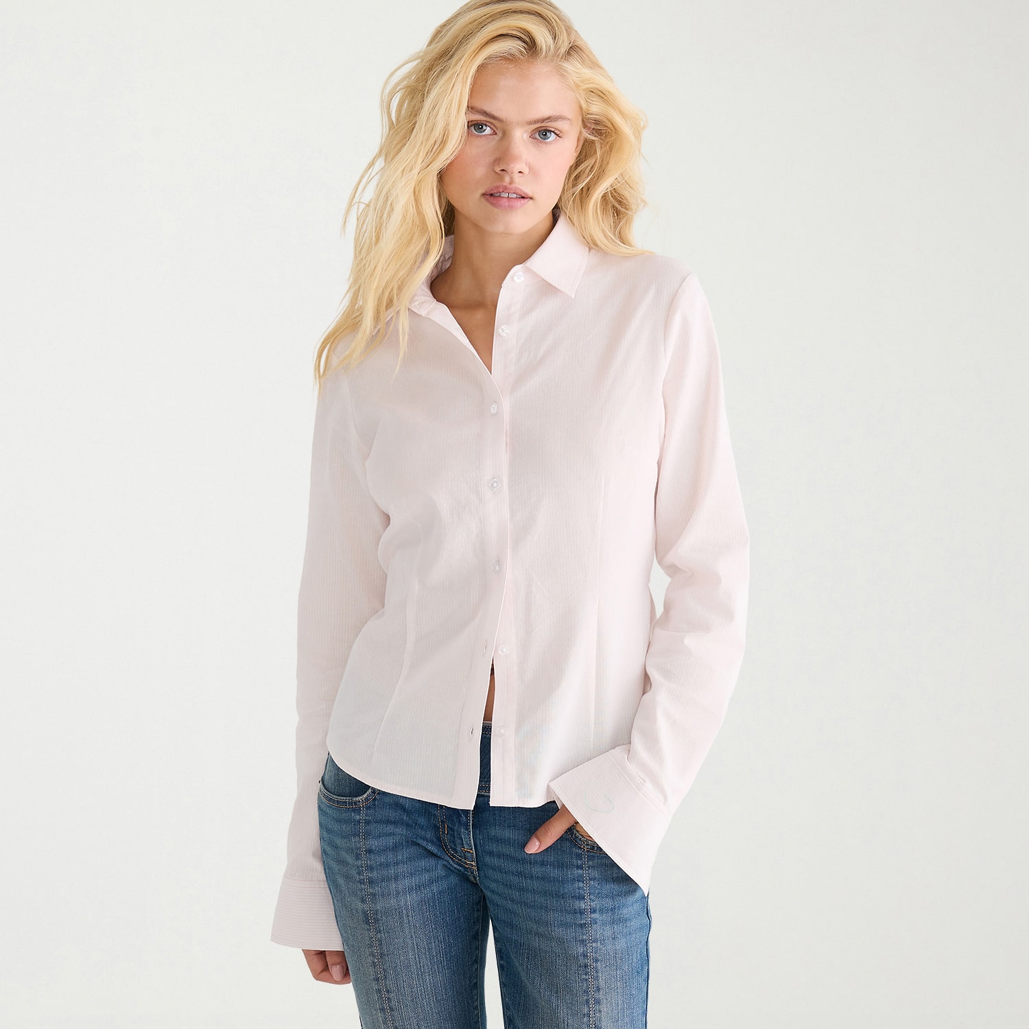 AEROPOSTALE Womens Juniors Long Sleeve Regular Fit Button-Down Shirt