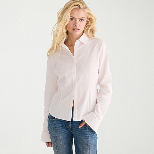 Aéropostale Womens Juniors Long Sleeve Regular Fit Button-down Shirt In Pink