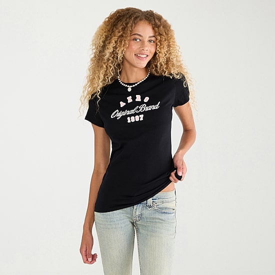 AEROPOSTALE Womens Crew Neck Short Sleeve Classic Fit Graphic T-Shirt