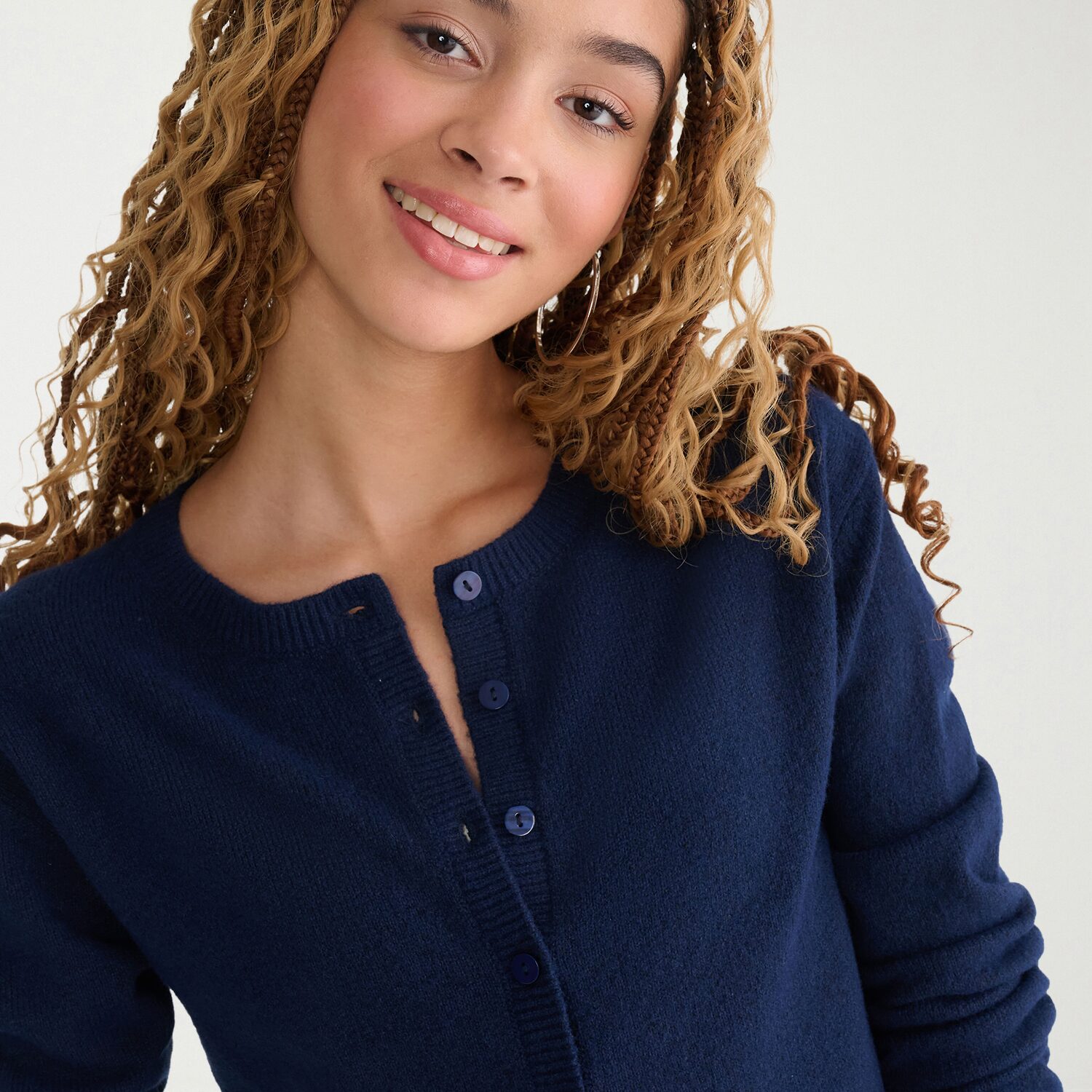 AEROPOSTALE Womens Round Neck Long Sleeve Button Juniors Cardigan
