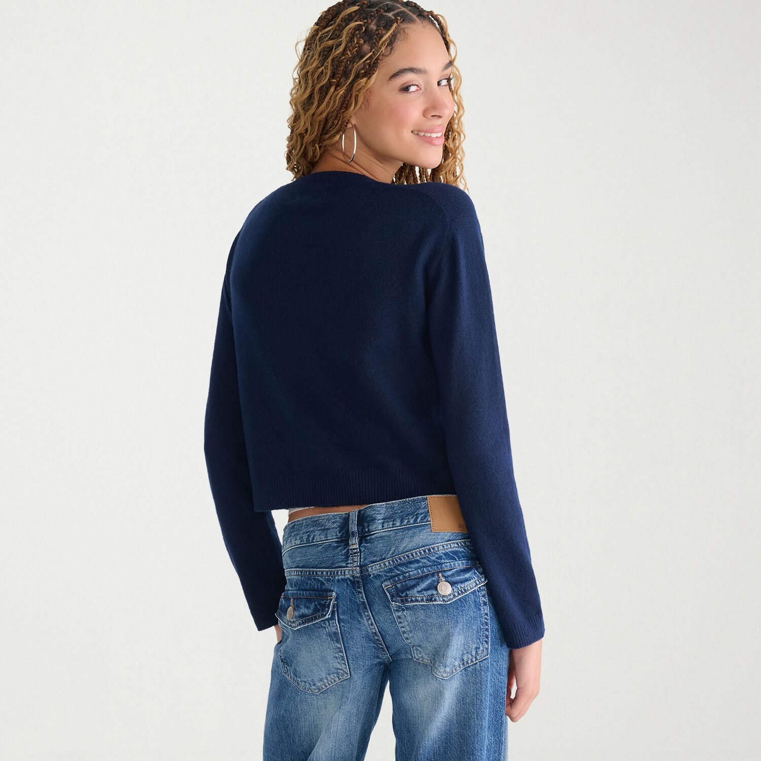 AEROPOSTALE Womens Round Neck Long Sleeve Button Juniors Cardigan