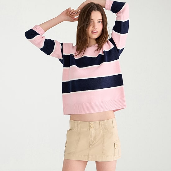 AEROPOSTALE Juniors Womens Round Neck Long Sleeve Striped Pullover Sweater