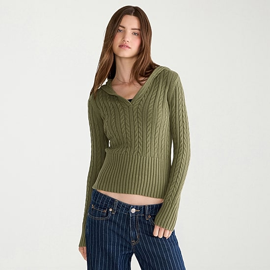AEROPOSTALE Juniors Womens V Neck Long Sleeve Pullover Sweater