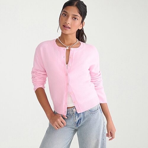 Aéropostale Womens Round Neck Long Sleeve Button Juniors Cardigan In Pink