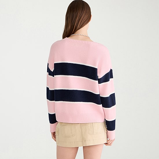 AEROPOSTALE Juniors Womens Round Neck Long Sleeve Striped Pullover Sweater