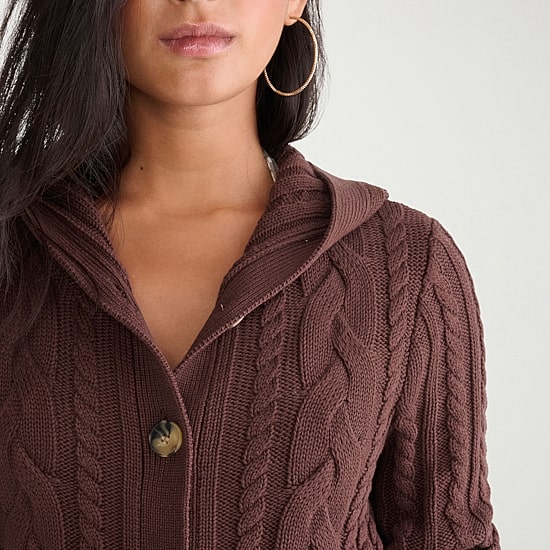 AEROPOSTALE Womens Hooded Long Sleeve Button Juniors Cardigan