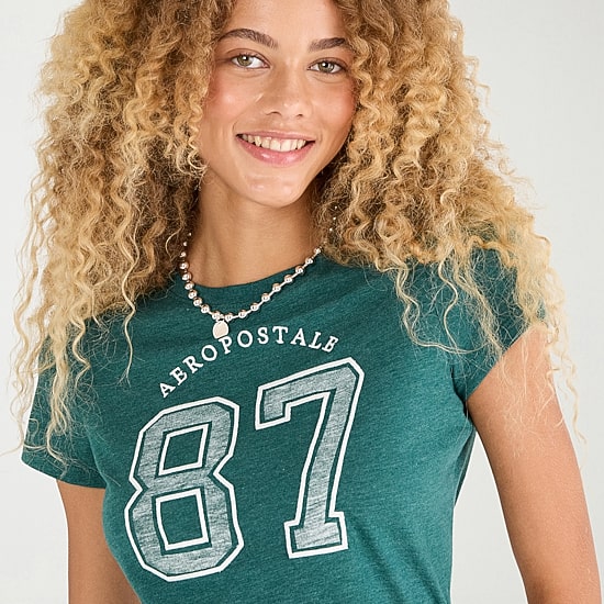 AEROPOSTALE Womens Crew Neck Short Sleeve Classic Fit Graphic T-Shirt