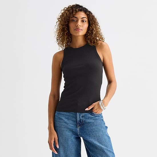 A.N.A Womens Petite High Neck Sleeveless Tank Top