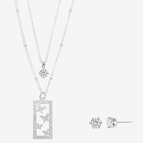 Sparkle Allure Womens Cubic Zirconia Pure Silver Over Brass Round 16 Inch Pendant Necklace, One Size, Silver