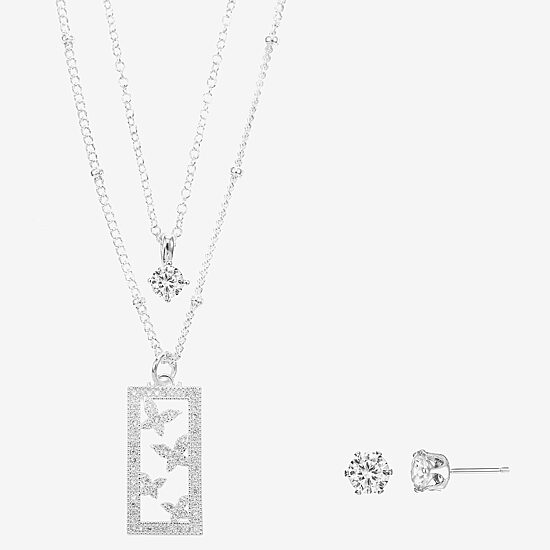 Sparkle Allure Womens Cubic Zirconia Pure Silver Over Brass Round 16 Inch Pendant Necklace