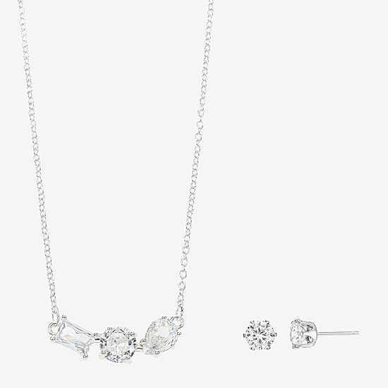Sparkle Allure Womens Cubic Zirconia Pure Silver Over Brass Pear 2-pc. Jewelry Set
