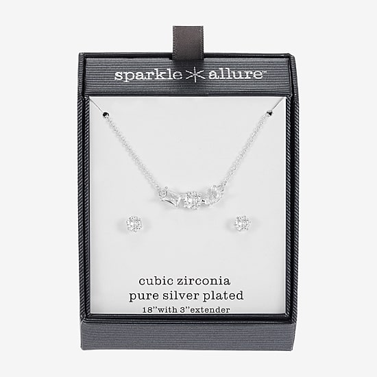 Sparkle Allure Womens Cubic Zirconia Pure Silver Over Brass Pear 2-pc. Jewelry Set