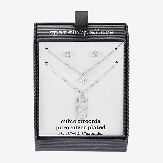 Sparkle Allure Womens Cubic Zirconia Pure Silver Over Brass Round 16 Inch Pendant Necklace
