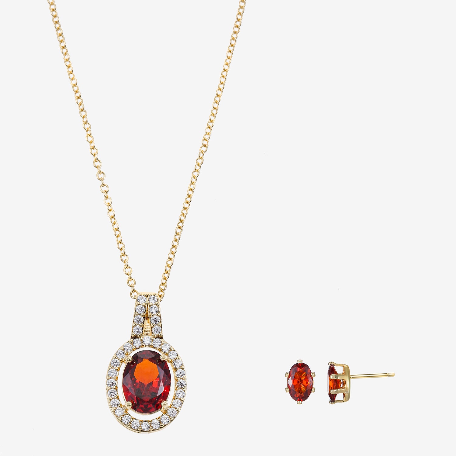 Sparkle Allure Womens Cubic Zirconia 14K Gold Over Brass Oval 2-pc. Jewelry Set