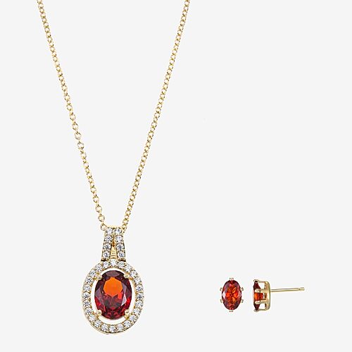 Sparkle Allure Womens Red Cubic Zirconia 14K Gold Over Brass Oval 2-pc. Jewelry Set, One Size, Yellow