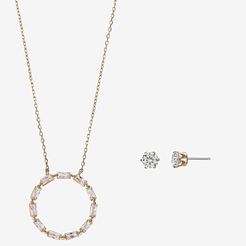 Sparkle Allure Womens Cubic Zirconia 14K Gold Over Brass Round 2-pc. Jewelry Set, One Size, Yellow