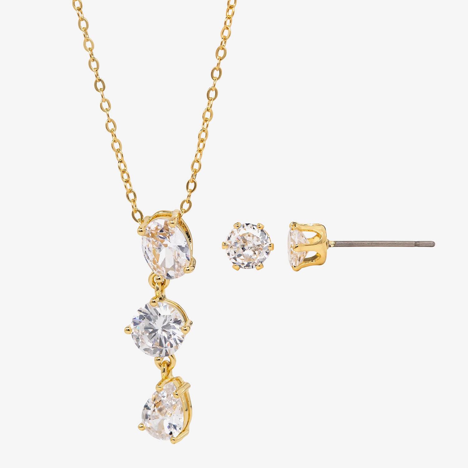 Sparkle Allure Womens Cubic Zirconia 14K Gold Over Brass Pear 2-pc. Jewelry Set