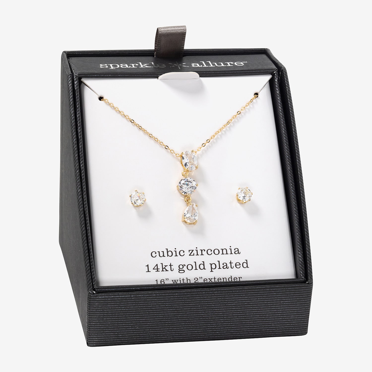 Sparkle Allure Womens Cubic Zirconia 14K Gold Over Brass Pear 2-pc. Jewelry Set