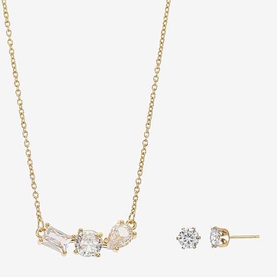 Sparkle Allure Womens Cubic Zirconia 14K Gold Over Brass Pear 2-pc. Jewelry Set