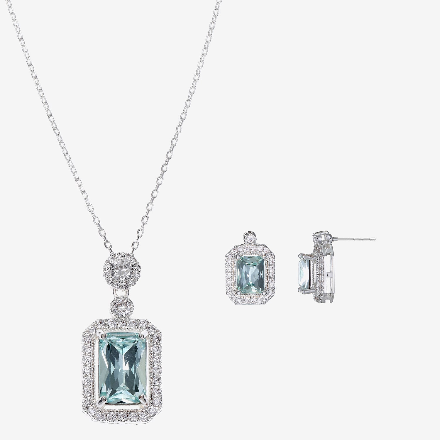 Sparkle Allure Womens Blue Cubic Zirconia Pure Silver Over Brass Cushion 2-pc. Jewelry Set