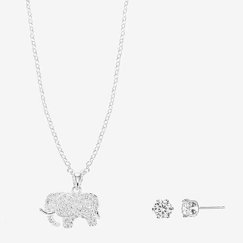 Sparkle Allure Womens Cubic Zirconia Pure Silver Over Brass Round 16 Inch Pendant Necklace, One Size, Silver