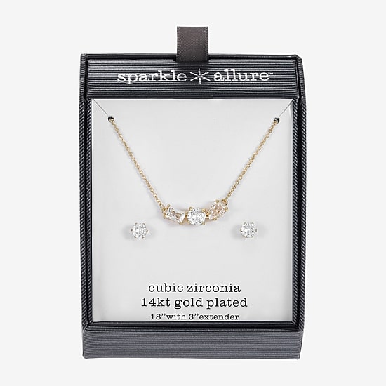 Sparkle Allure Womens Cubic Zirconia 14K Gold Over Brass Pear 2-pc. Jewelry Set