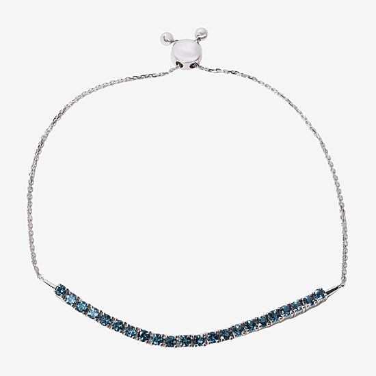 Limited Quantities! Womens Genuine Blue Topaz 10K White Gold Bolo Bracelet