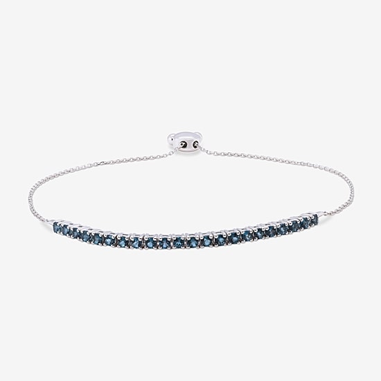 Limited Quantities! Womens Genuine Blue Topaz 10K White Gold Bolo Bracelet
