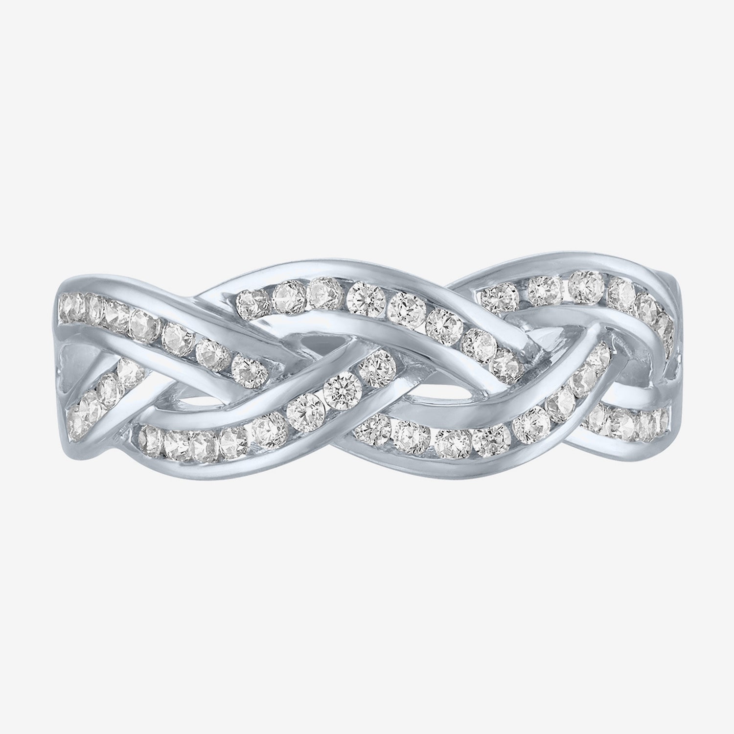 (I1-I2/ G-H) Womens 1/3 CT. T.W. Lab Grown White Diamond 10K Gold Crossover Cocktail Ring