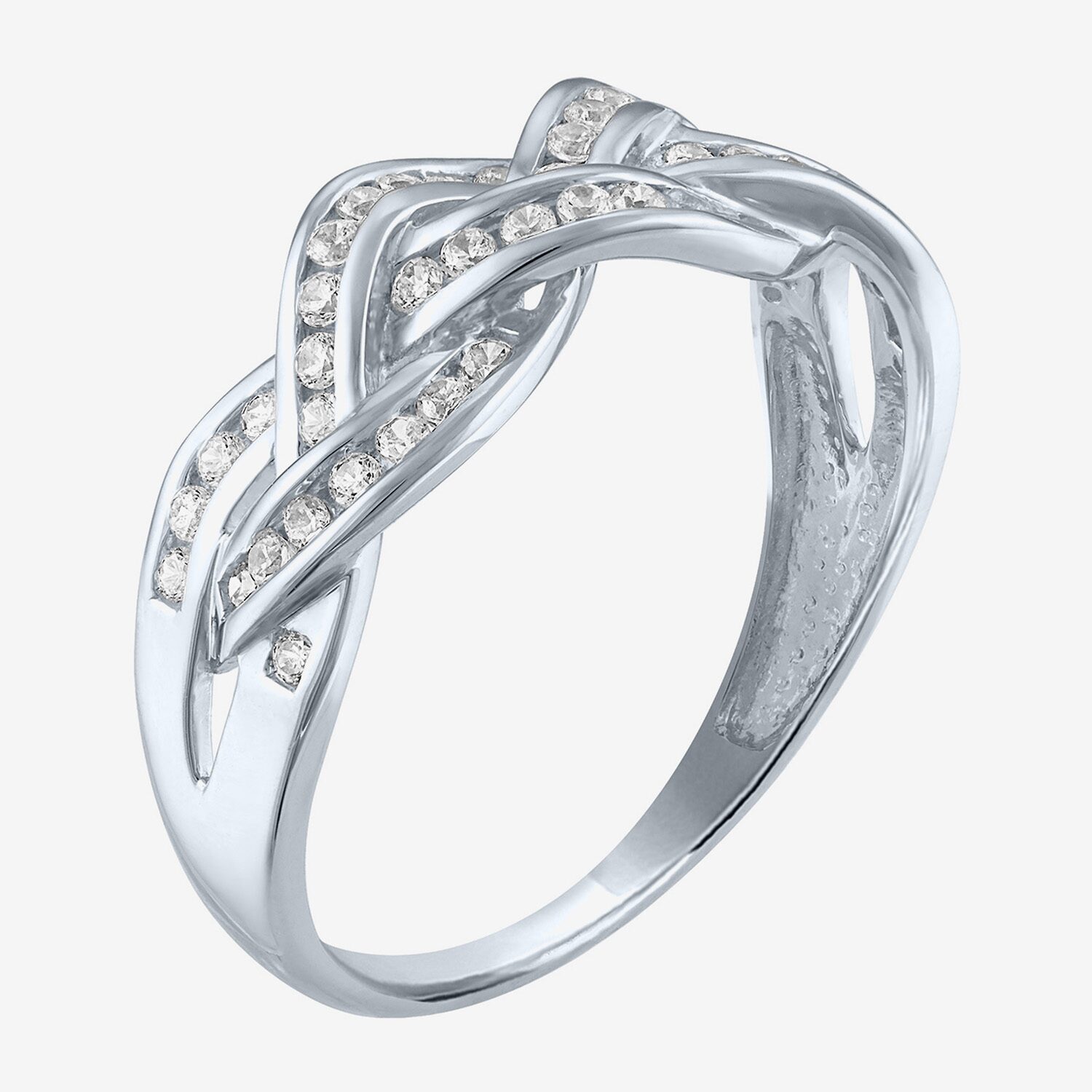 (I1-I2/ G-H) Womens 1/3 CT. T.W. Lab Grown White Diamond 10K Gold Crossover Cocktail Ring