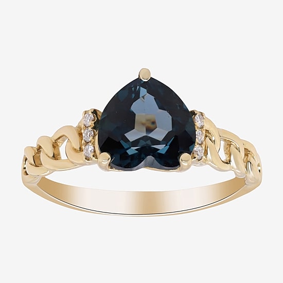Limited Quantities! Womens Diamond Accent Genuine Blue Topaz 10K Gold Cocktail Ring