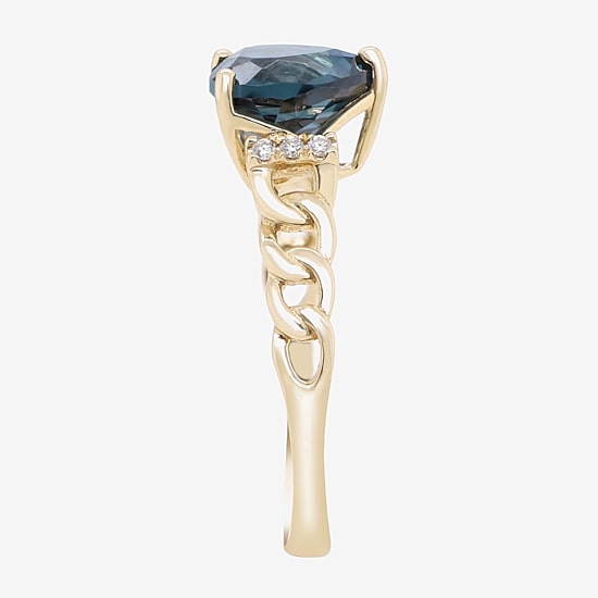 Limited Quantities! Womens Diamond Accent Genuine Blue Topaz 10K Gold Cocktail Ring
