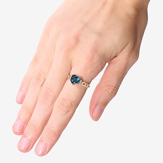 Limited Quantities! Womens Diamond Accent Genuine Blue Topaz 10K Gold Cocktail Ring