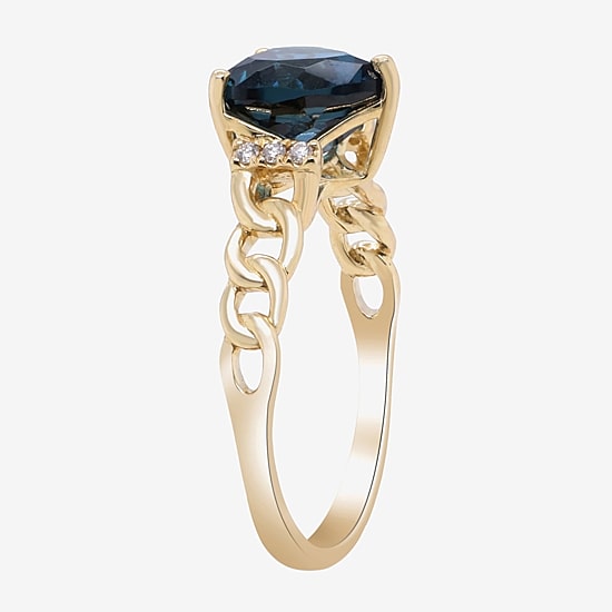 Limited Quantities! Womens Diamond Accent Genuine Blue Topaz 10K Gold Cocktail Ring