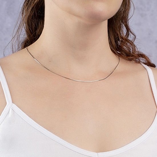 Womens 14K Gold 18 Inch Box Chain Necklace