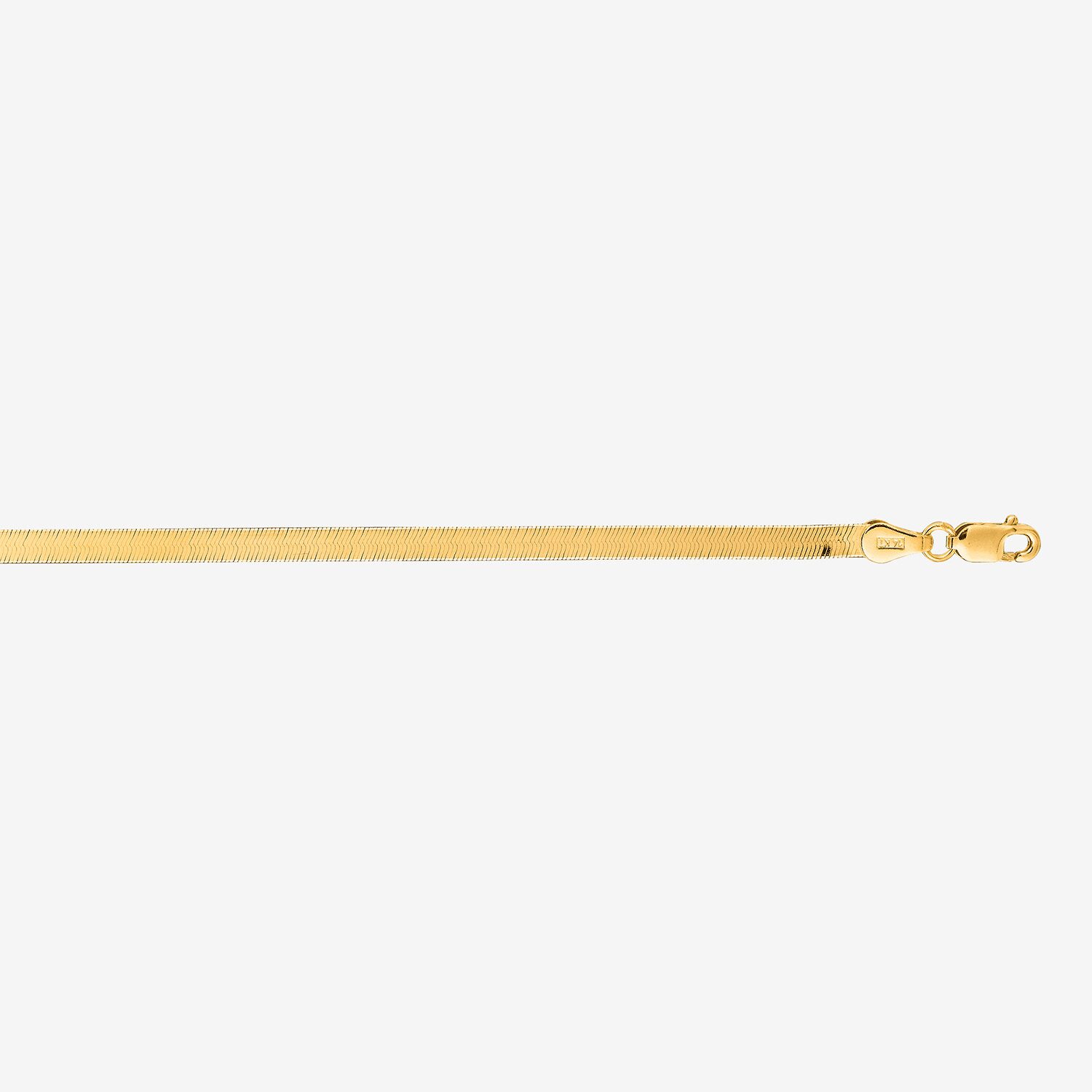 Womens 14K Gold 7 Inch Semisolid Herringbone Chain Bracelet