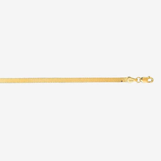 Womens 14K Gold 7 Inch Semisolid Herringbone Chain Bracelet