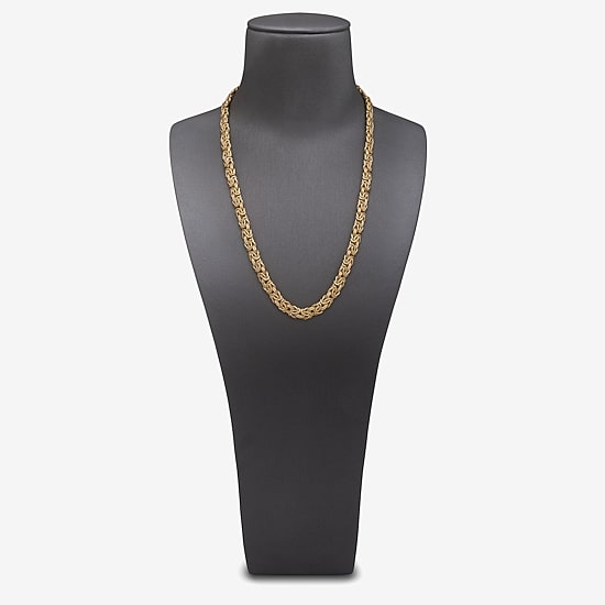 Mens 14K Gold 18 Inch Byzantine Chain Necklace