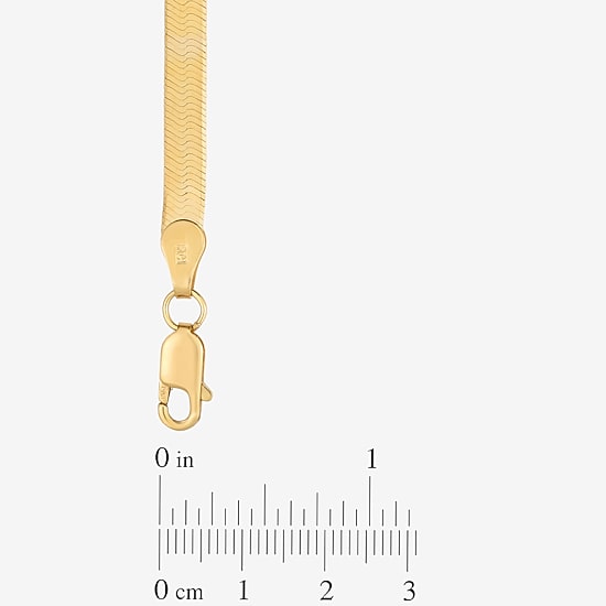 Unisex Adult 14K Gold 8 Inch Semisolid Herringbone Chain Bracelet