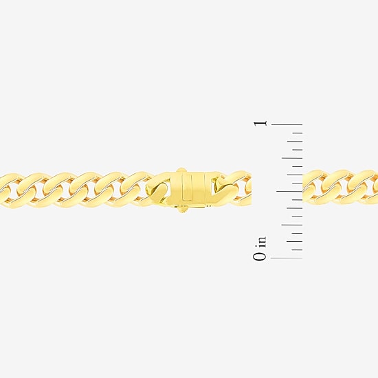 Mens 14K Gold 8 Inch Semisolid Cuban Chain Bracelet