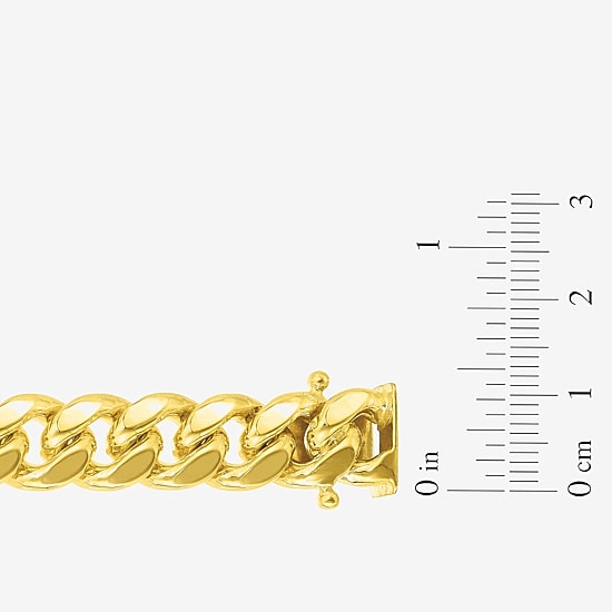 Mens 14K Gold 8 1/2 Inch Hollow Cuban Chain Bracelet