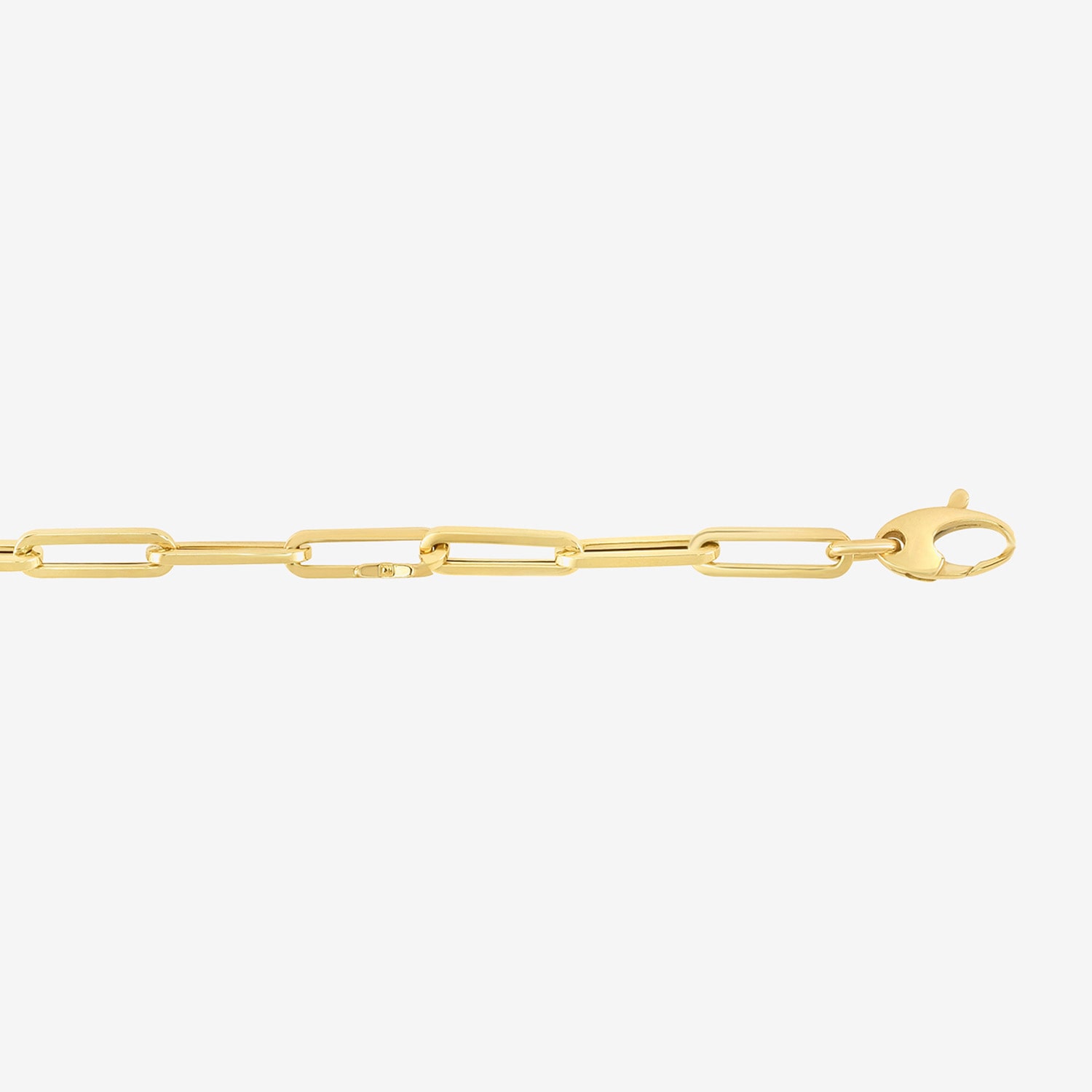 Womens 14K Gold 7.5 Inch Semisolid Paperclip Chain Bracelet