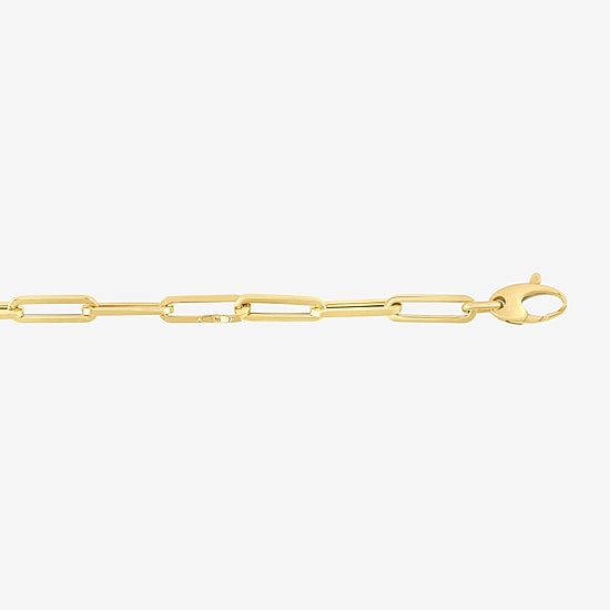Womens 14K Gold 7.5 Inch Semisolid Paperclip Chain Bracelet