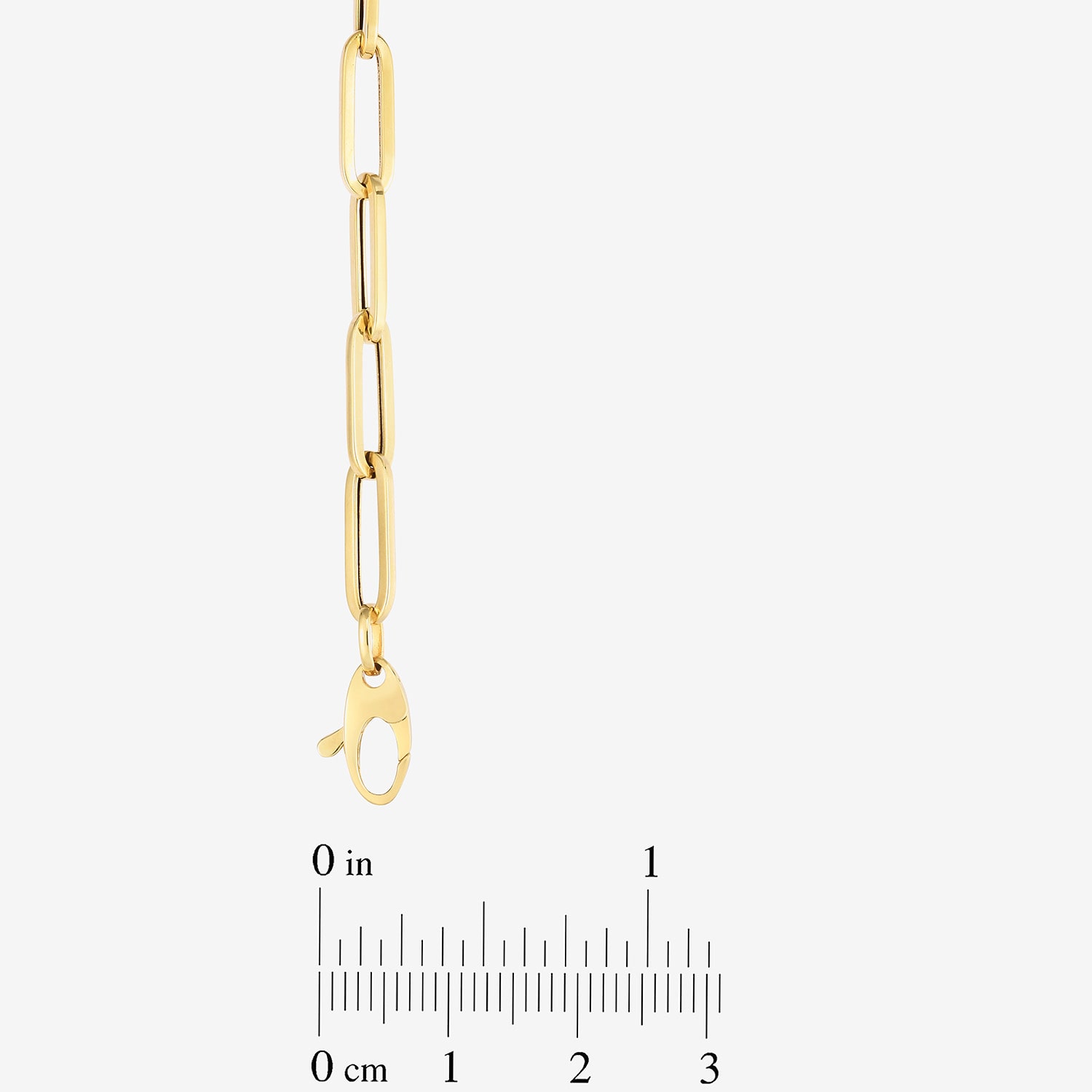 Womens 14K Gold 7.5 Inch Semisolid Paperclip Chain Bracelet