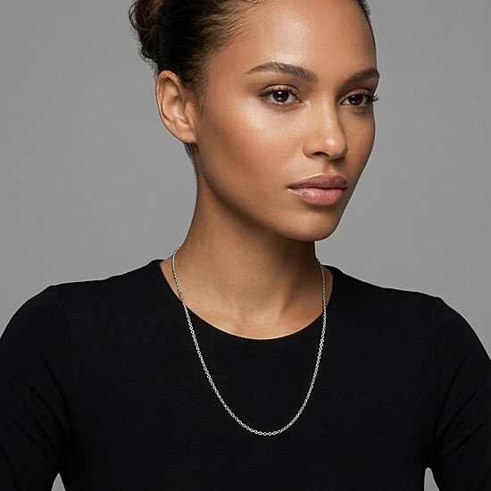 Womens 14K Gold 18 Inch Cable Chain Necklace